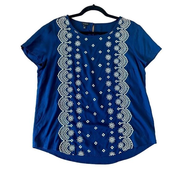 Talbots lace scallop front navy top size medium - Picture 1 of 9